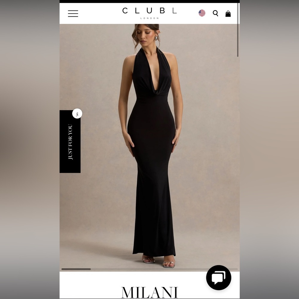 Club London MILANI
BLACK BACKLESS COWL NECK FISHTAIL MAXI DRESS